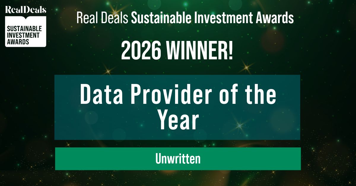 Unwritten Wins Real Deals Sustainable Investment Awards 2026 Data Provider of the Year